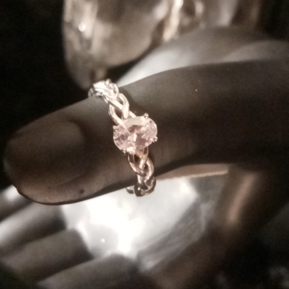 Oval cut bridal engagement ring braided band. Sterling silver 925.